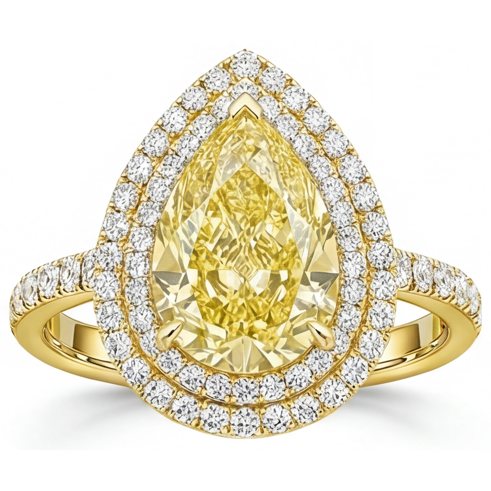 Erdgewonnener Fancy Gelber Diamant Schmuck-Ring – Frontansicht