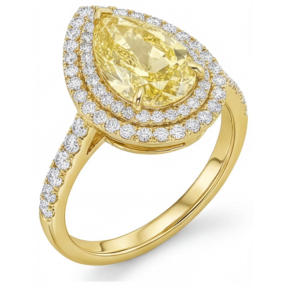 Erdgewonnener Fancy Gelber Diamant Schmuck-Ring 2 Karat 14K Gelbgold – Profilansicht