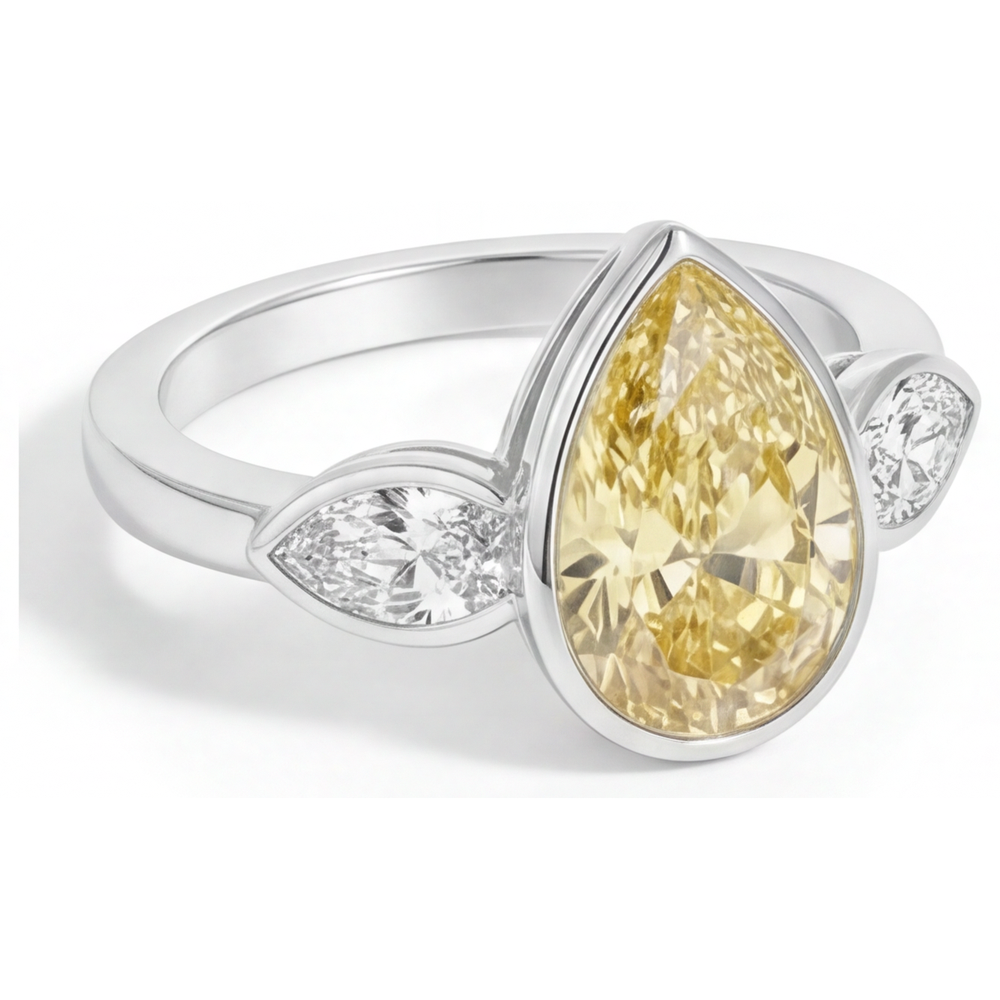 Naturreiner Fancy Gelber Diamant Schmuck-Ring 2,75 Karat 14 Karat Weißgold – Profilansicht