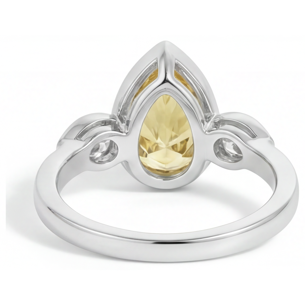 Schmuck-Ring 14 Karat Weißgold mit Fancy Gelber Diamant – Draufsicht