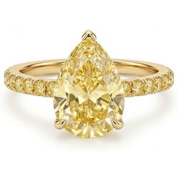 Tropfen-Schliff Fancy Gelber Diamant Schmuck-Ring in 14K