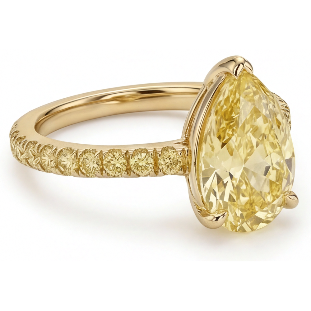 Zeitloser Fancy Gelber Diamant Schmuck-Ring 3 Karat – Schrägansicht