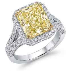 Fancy Gelber Diamant Schmuck-Ring – Pavé 3,5 Karat Bicolor 14K