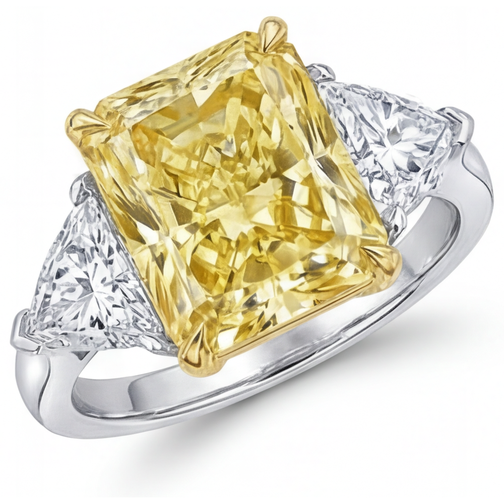 Schmuck-Ring 14 Karat Zweifarbig Gold mit Fancy Gelber Diamant – Hauptansicht