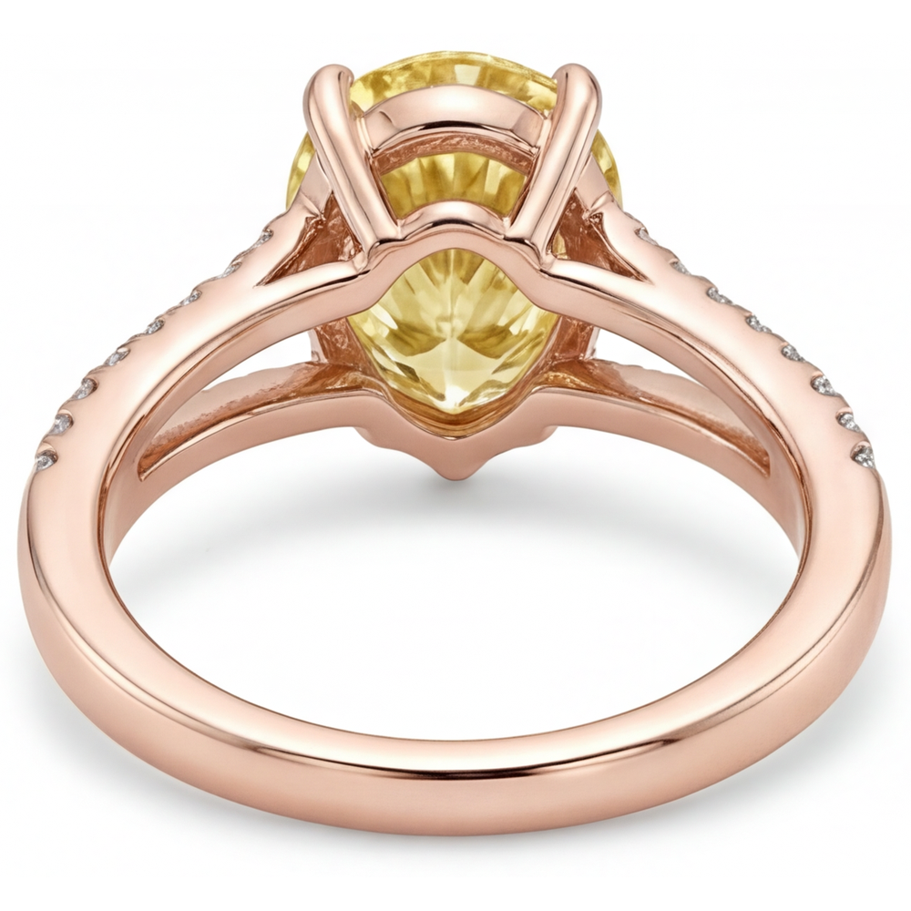 Luxuriöser Fancy Gelber Diamant Solitär mit Seitensteinen 2,50 Karat – Draufsicht