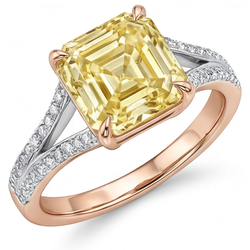 Funkelnder Solitär-Ring mit Akzenten – Fancy Gelber Diamant 1,75