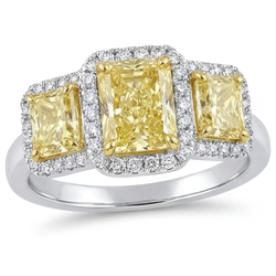 Zweifarbiges 14K Gold VVS Reinheit Fancy Gelber Diamant