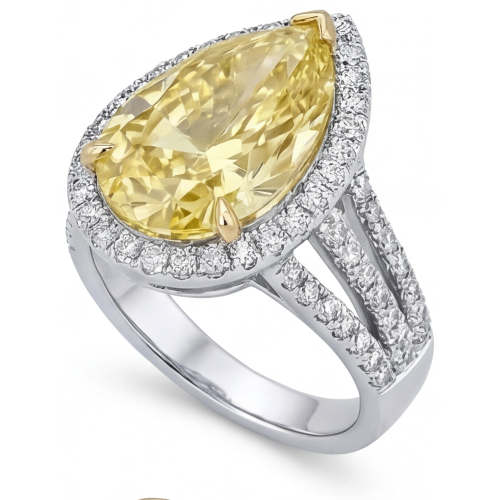 Brillanter Fancy Gelber Diamant Statement-Ring 4 Karat – Draufsicht