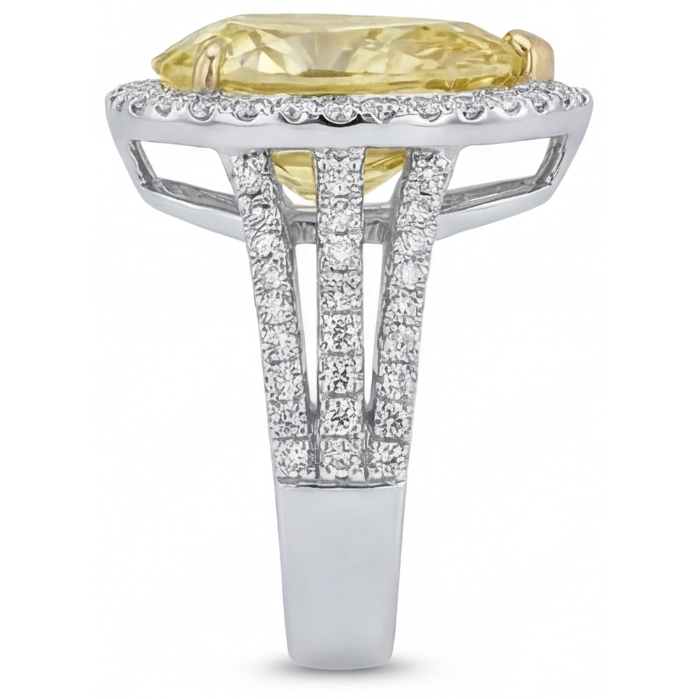 Statement-Ring 14 Karat Zweifarbig Gold mit Fancy Gelber Diamant – Detailansicht