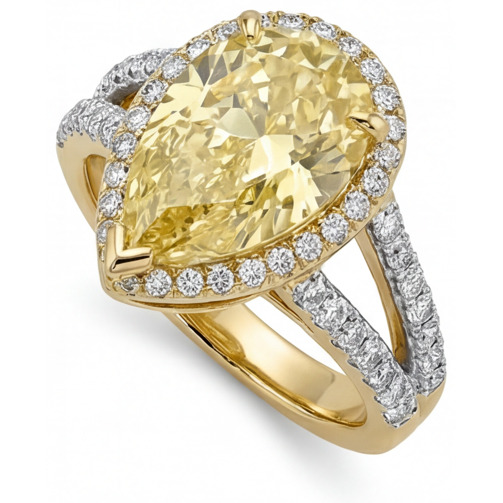 Authentischer Fancy Gelber Diamant Statement-Ring – Profilansicht