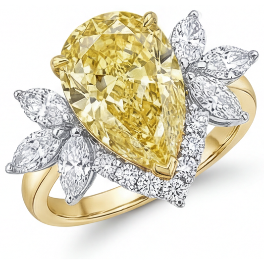Glänzender Fancy Gelber Diamant Statement-Ring 4 Karat – Hauptansicht
