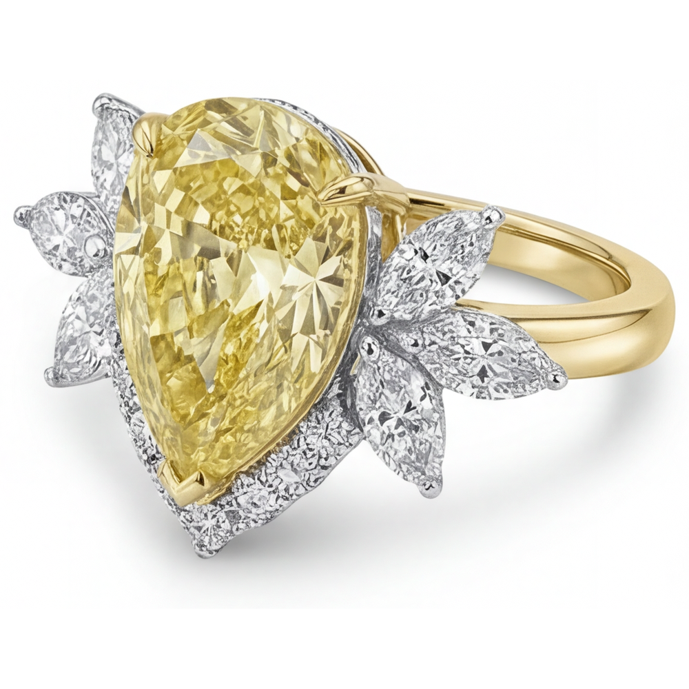 Authentischer Fancy Gelber Diamant Statement-Ring – Seitenansicht