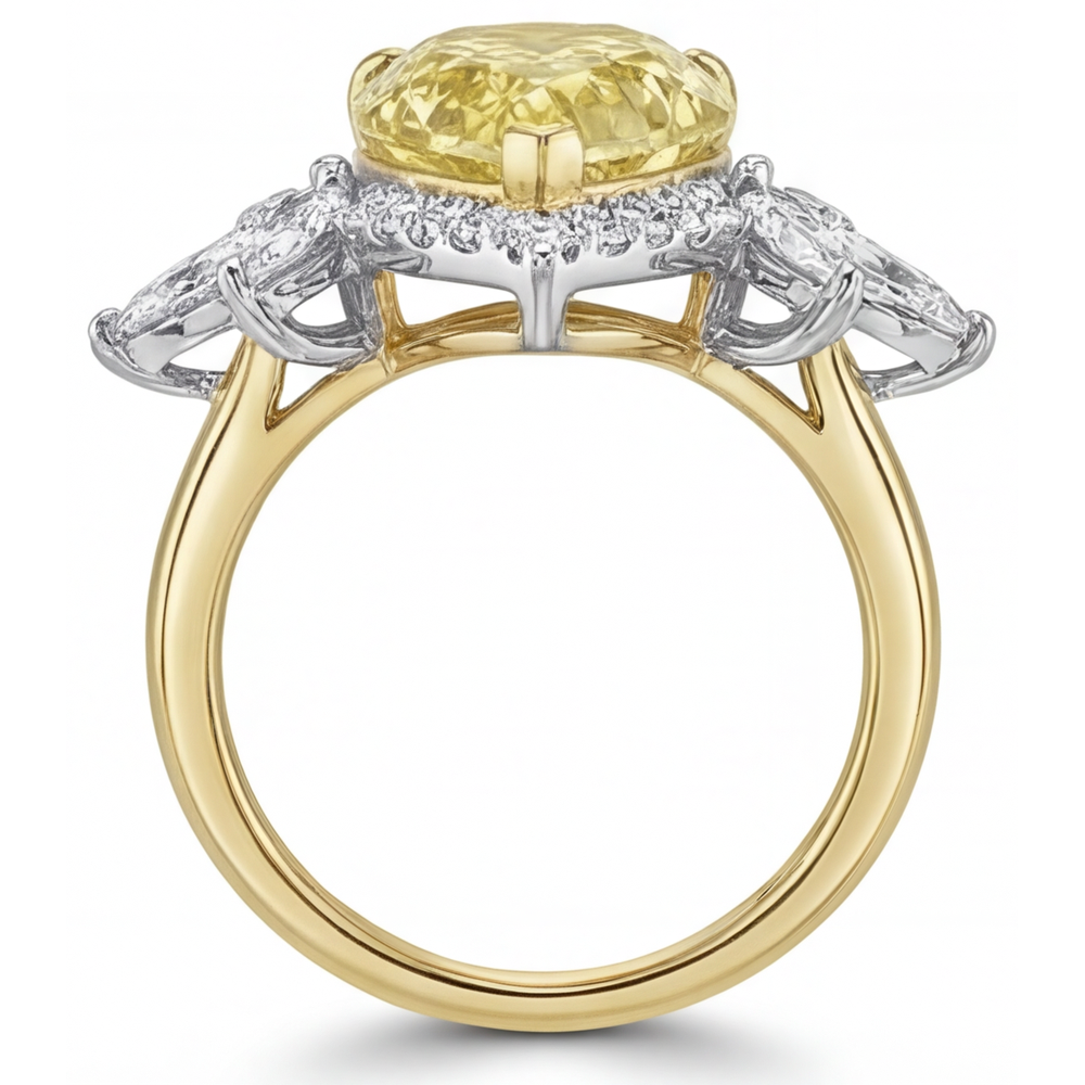 Glänzender Fancy Gelber Diamant Statement-Ring 4 Karat – Draufsicht