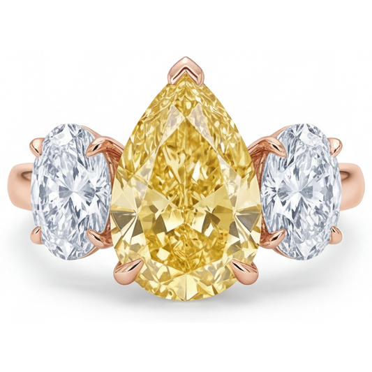 Naturreiner Gelber Kanarienvogel-Diamant Dreisteinring – Hauptansicht