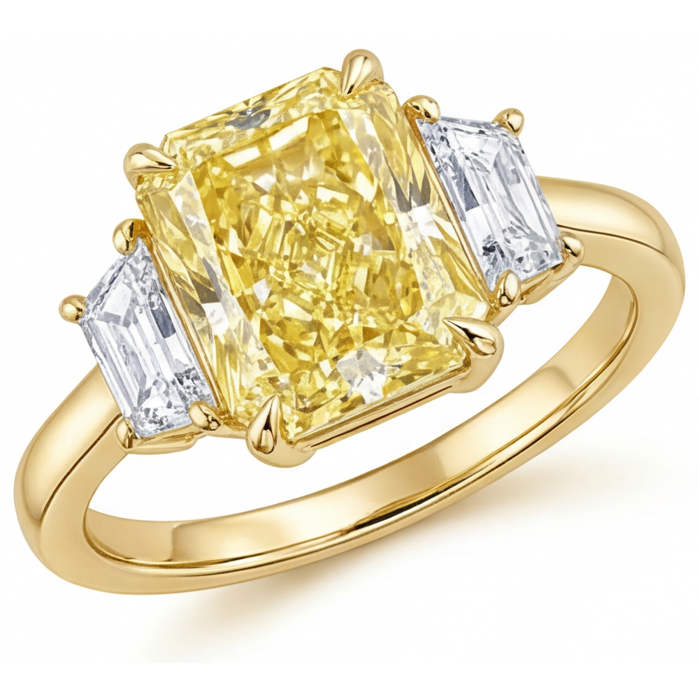 Erdgewonnener Gelber Kanarienvogel-Diamant Edelstein-Ring 3,25 Karat 14K Gelbgold – Hauptansicht