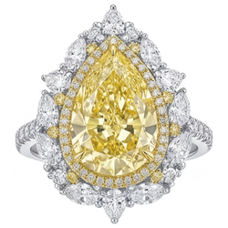VVS Reinheit Halo-Fassung Ring – Gelber Kanarienvogel-Diamant