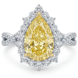 VVS Reinheit Halo-Fassung Ring – Gelber Kanarienvogel-Diamant