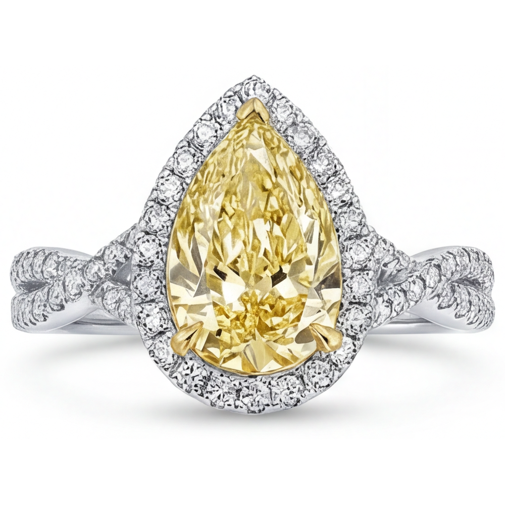 Handgefertigter Halo-Ring 1,50 Karat – Frontansicht