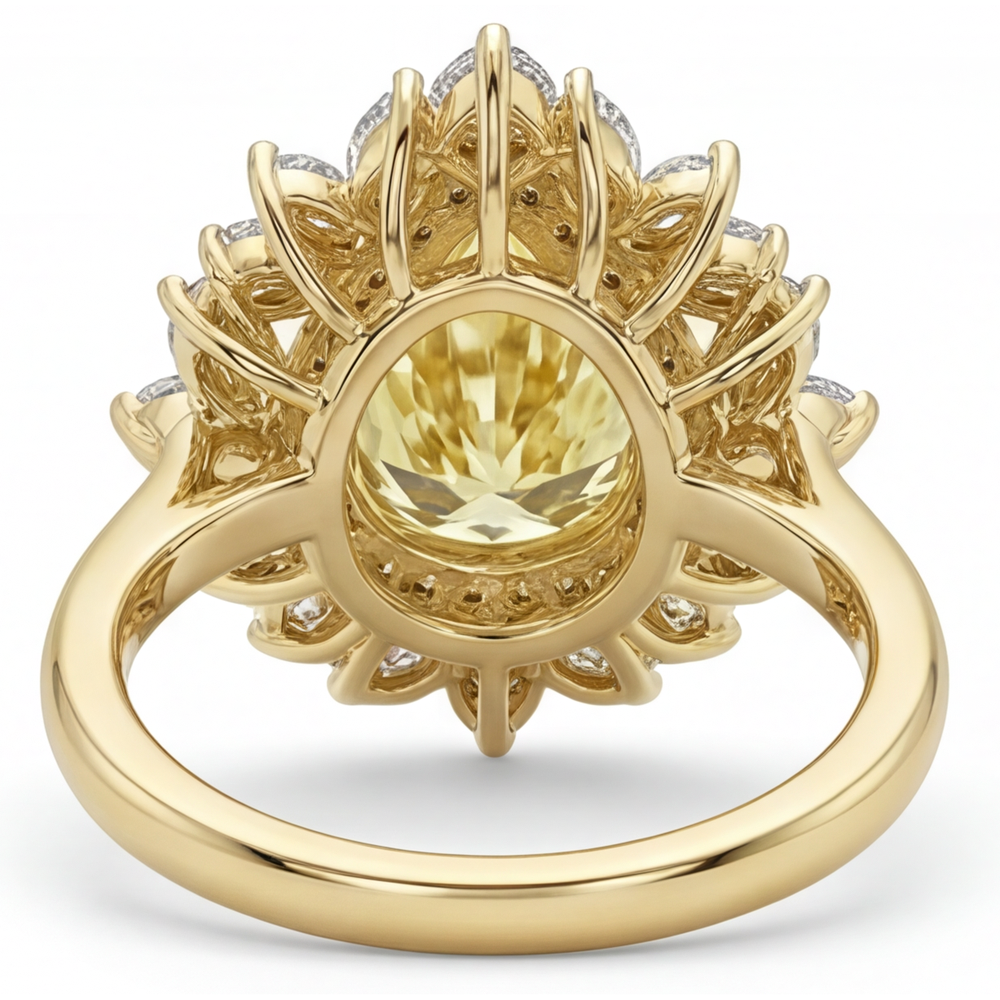 Stilvoller Halo-Ring 2,50 Karat – Rückansicht