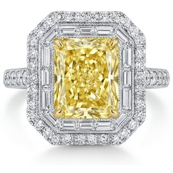 Echter Pavé Gelber Kanarienvogel-Diamant Halo-Ring 2,50 Karat