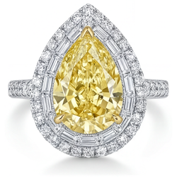 Gelber Kanarienvogel-Diamant Halo-Ring – VVS Reinheit 3 Karat 14