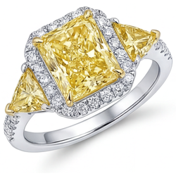 Schimmernder Gelber Kanarienvogel-Diamant Halo-Ring 3,5 Karat