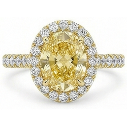 Handgefertigter Gelber Kanarienvogel-Diamant Ring 2 Karat