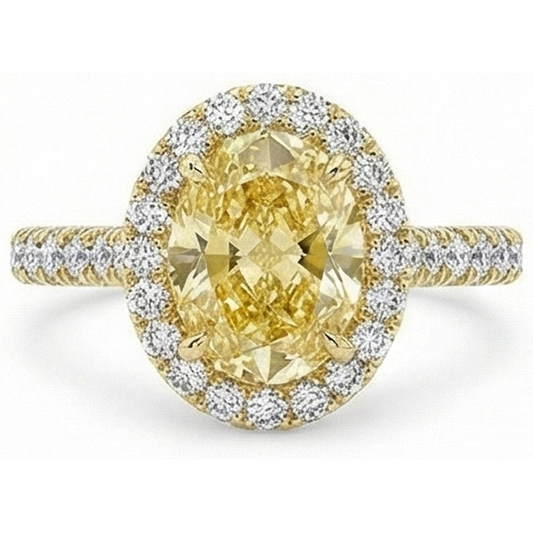 Authentischer Gelber Kanarienvogel-Diamant Ring – Hauptansicht