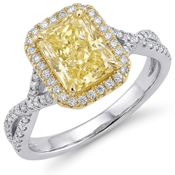 Zweifarbiges 14K Gold Pavé Gelber Kanarienvogel-Diamant Ring 3