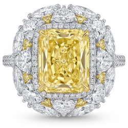 Bicolor 14K Gold VVS Gelber Kanarienvogel-Diamant Ring 8 Karat