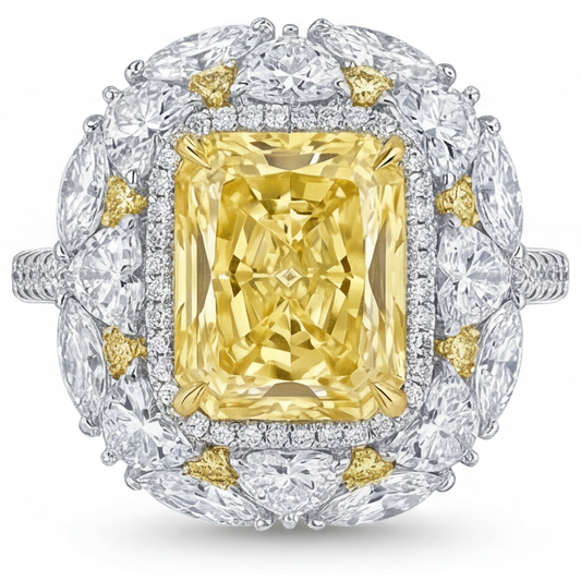 Authentischer Gelber Kanarienvogel-Diamant Ring – Hauptansicht