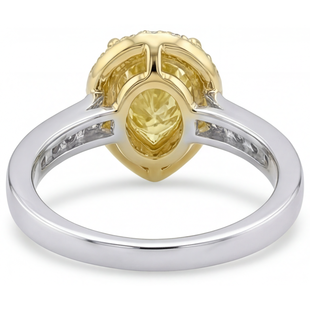 Gelber Kanarienvogel-Diamant Schmuck-Ring 1-Karat Bicolor 14K Gold – Rückansicht