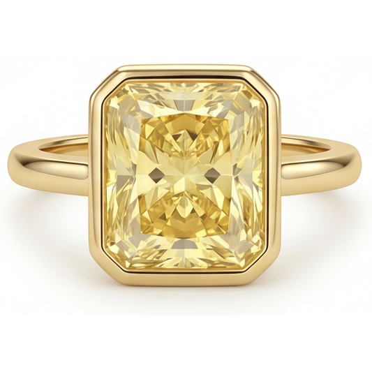 Radiant-Schliff Gelber Kanarienvogel-Diamant Ring in 14K Gelbgold – Hauptansicht
