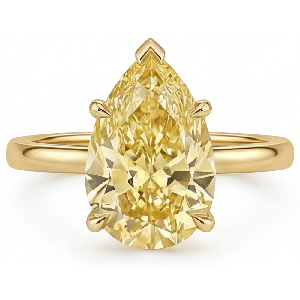 Authentischer Gelber Kanarienvogel-Diamant Statement-Ring – Frontansicht