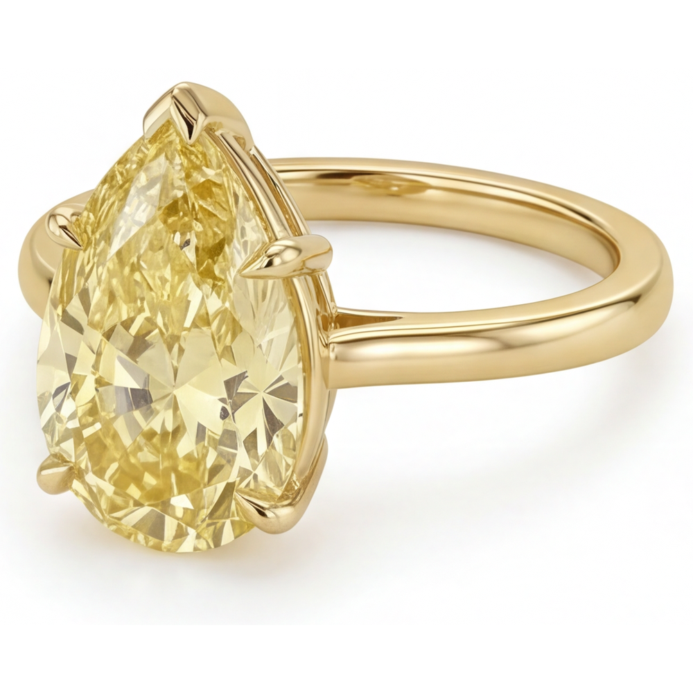Authentischer Gelber Kanarienvogel-Diamant Statement-Ring – Seitenansicht