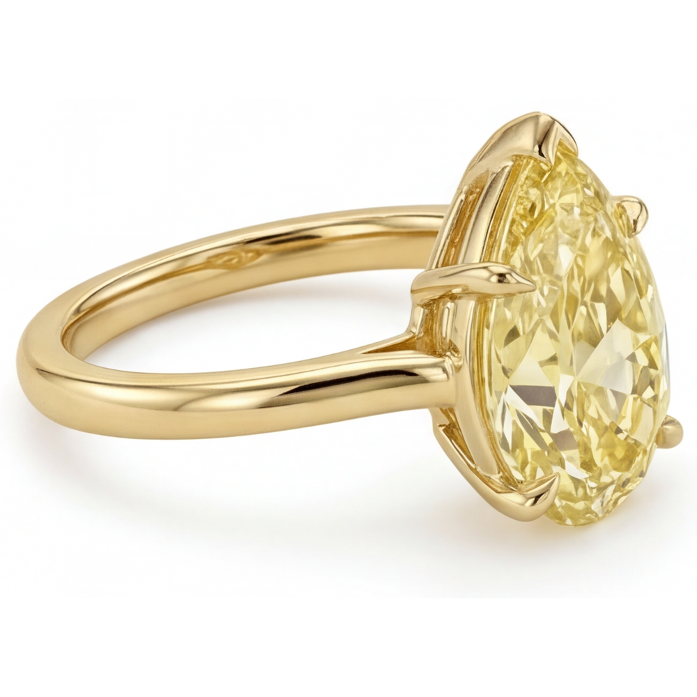 Authentischer Gelber Kanarienvogel-Diamant Statement-Ring – Schrägansicht
