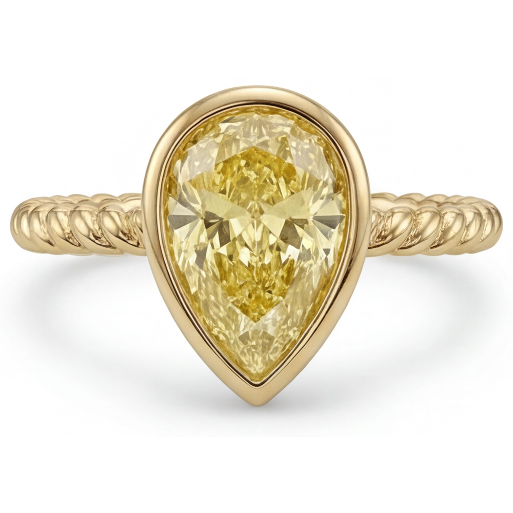 Natürlicher Gelber Kanarienvogel-Diamant Statement-Ring – Profilansicht
