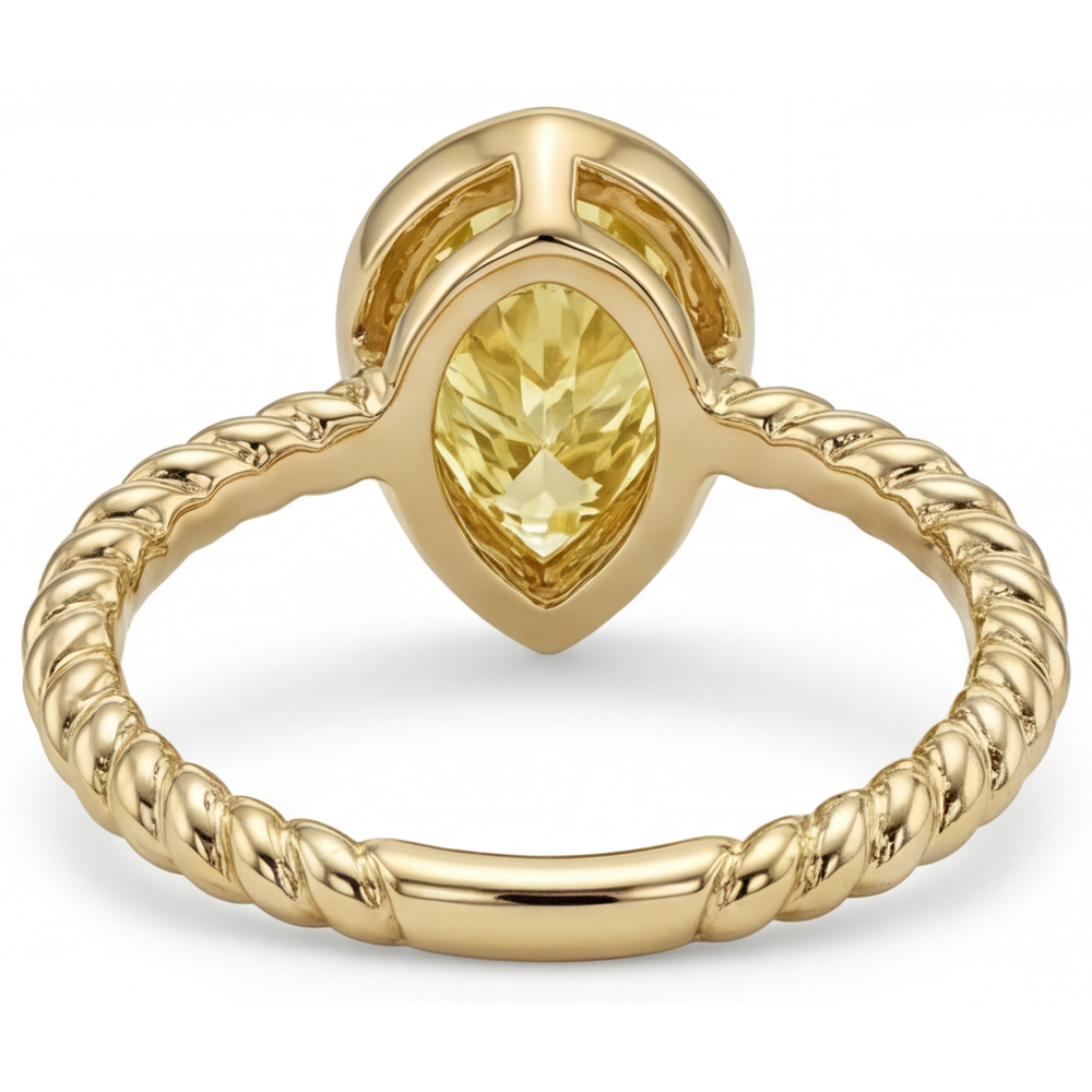 Tropfen-Schliff Gelber Kanarienvogel-Diamant Ring in 14K Gelbgold – Detailansicht