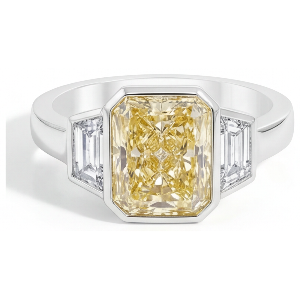 Brillanter Gelber Kanarienvogel-Diamant Statement-Ring 3,25 Karat – Hauptansicht