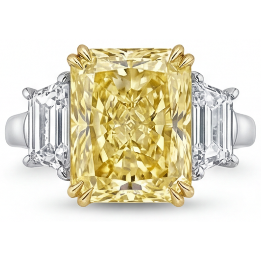 Maßgefertigter Gelber Kanarienvogel-Diamant Trilogie-Ring 2,5 Karat – Hauptansicht