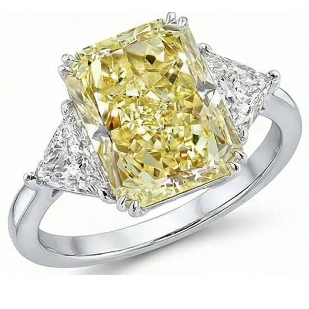 Radiant Gelber Kanarienvogel-Diamant Ring in 14 Karat Weißgold – Hauptansicht