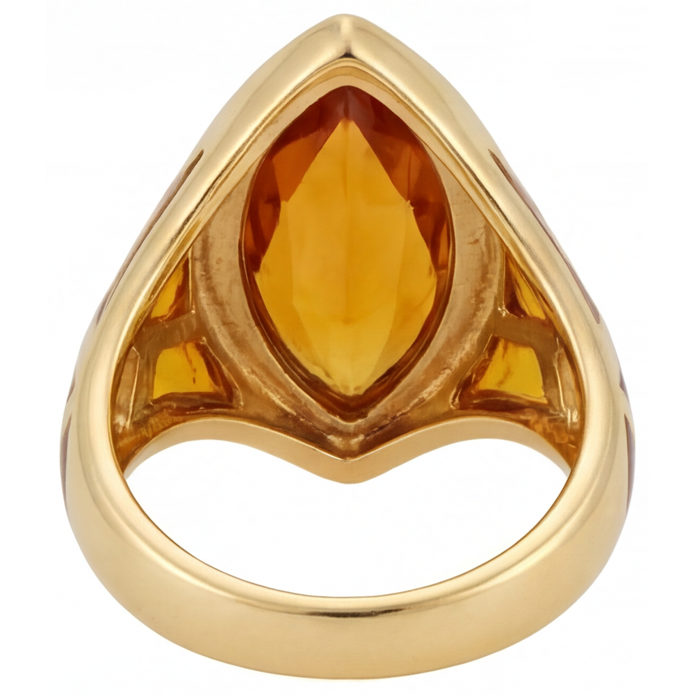 Natürlicher Goldener Citrin Edelstein-Ring 11 Karat 14K Gelbgold – Draufsicht