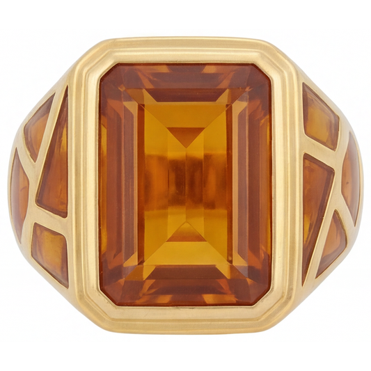 Authentischer Goldener Citrin Schmuckstein-Ring – Hauptansicht