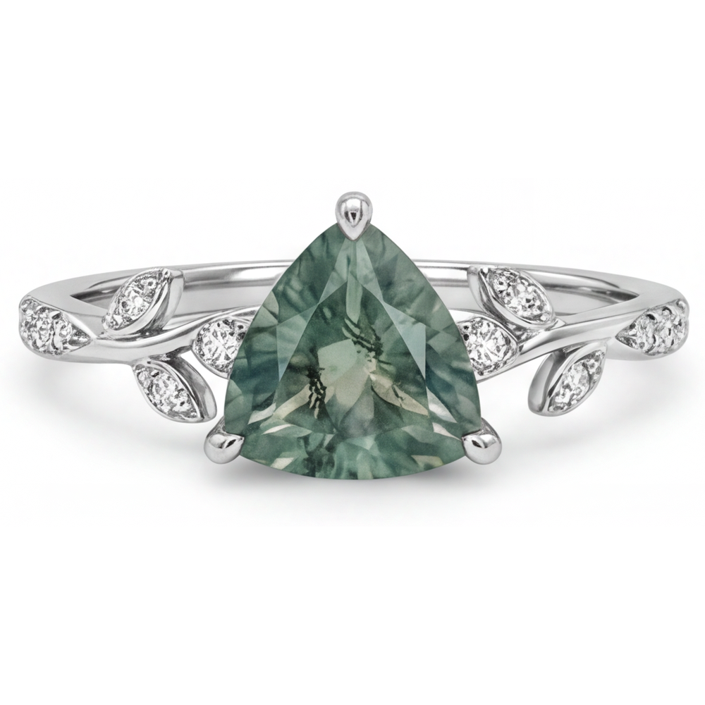 Natürlicher Green Prasiolite Edelstein-Ring – Frontansicht
