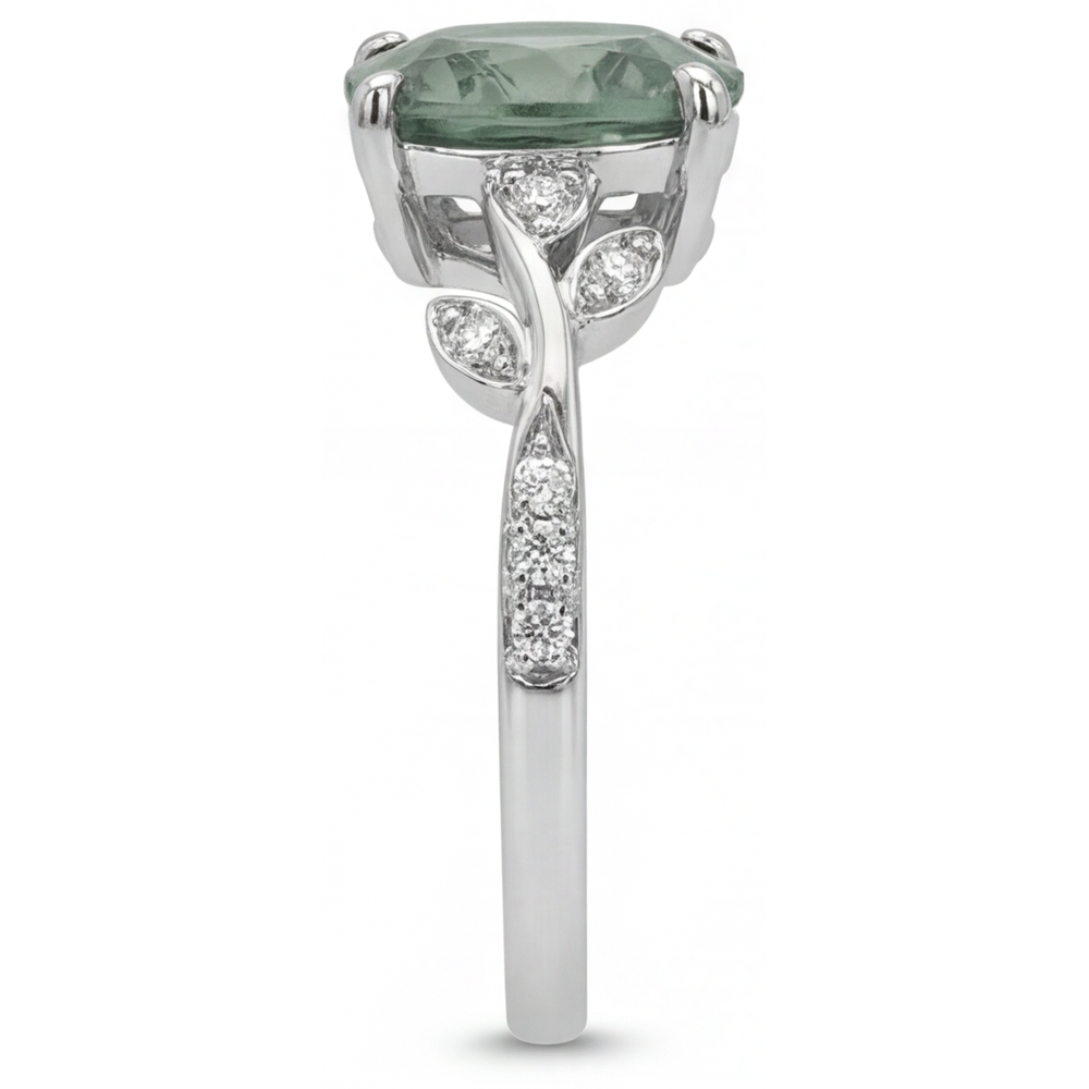 Trilliant Green Prasiolite Ring in 14 Karat Weißgold – Draufsicht