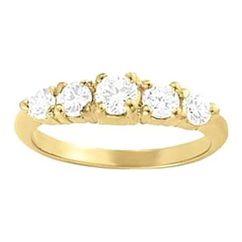 0.70 Karat Gelbgold 14K Echt Diamant Halb Ewigkeit Band Krappenring