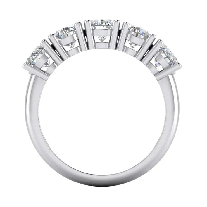 3.75 Ct Ovaler Schnitt Echt Diamant 5 Stone Halbe Band Goldschmuck