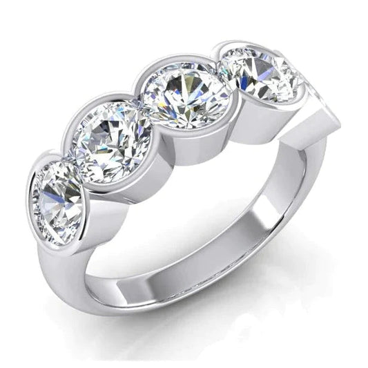 5 Stein Halbe Lünette Rundes Natürliche Diamantband 3 Karat
