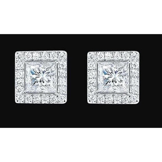 Halo Prinzessin Natürliche Diamant Ohrstecker 2.4 Karat Schmuck Neu