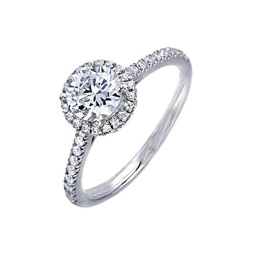 2.00 Ct. Echt Diamant-Verlobungsring Weißgold Halo Mit Akzenten am Schaft